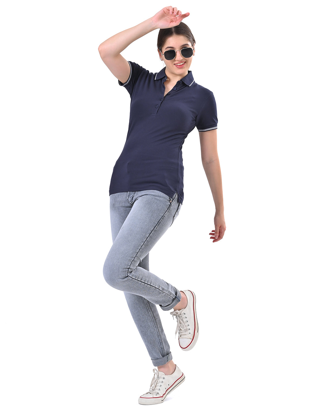 Women's Classic Black Tipped Polo T-Shirt