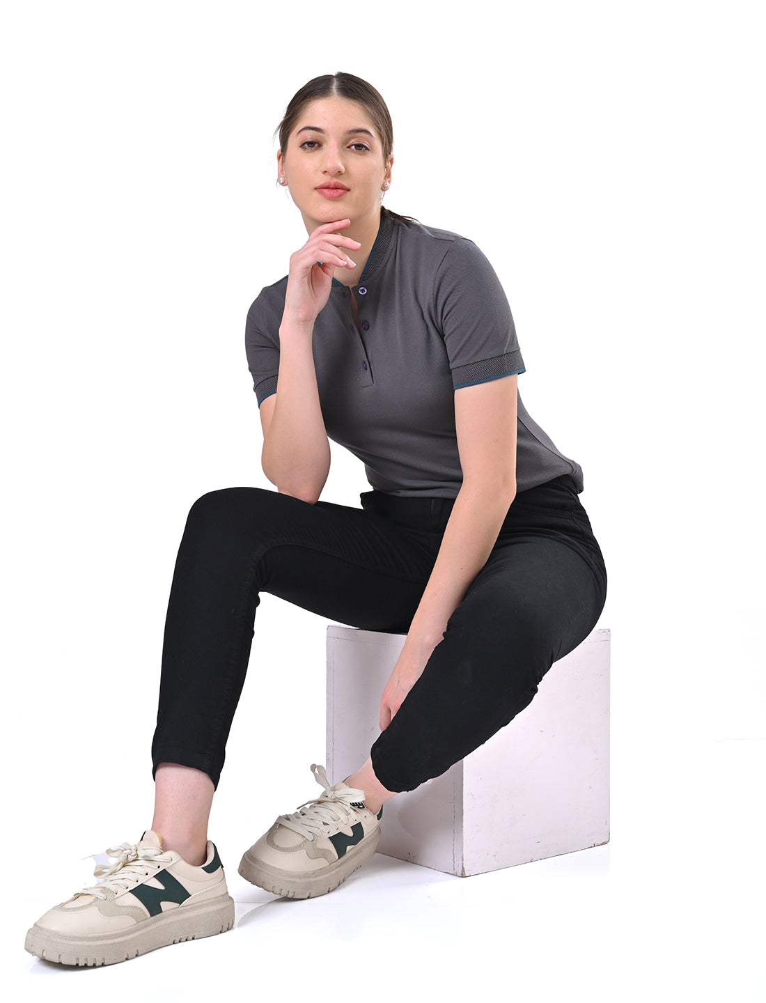 Women's Premium Henley Polo T-Shirt