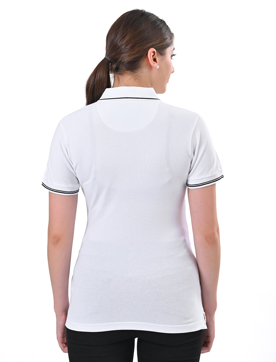 Women's Classic Black Tipped Polo T-Shirt