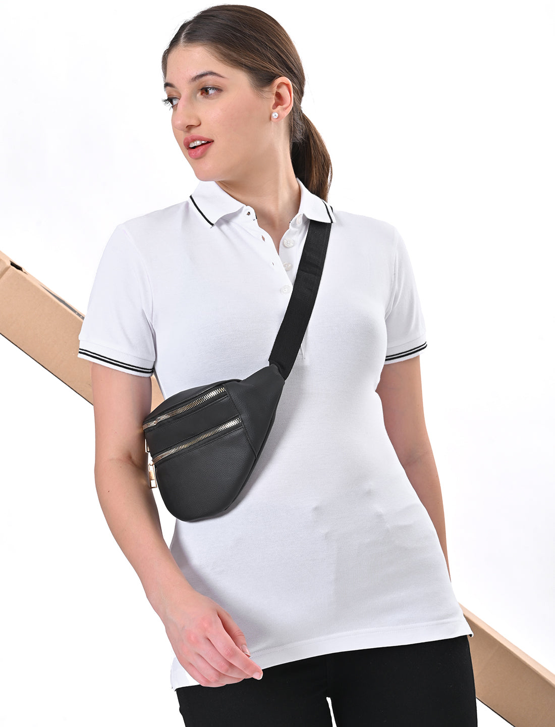 Women's Classic Black Tipped Polo T-Shirt