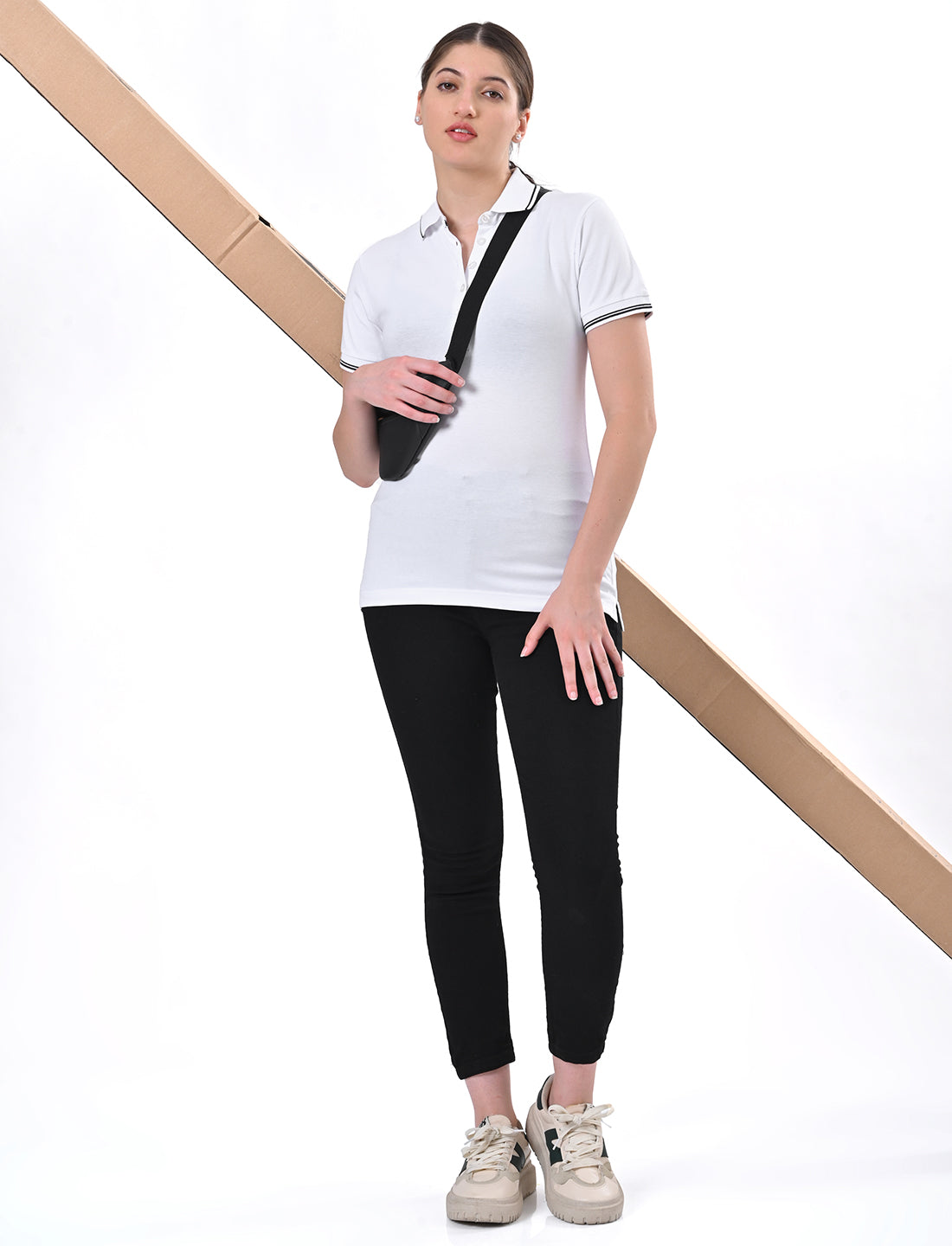 Women's Classic Black Tipped Polo T-Shirt