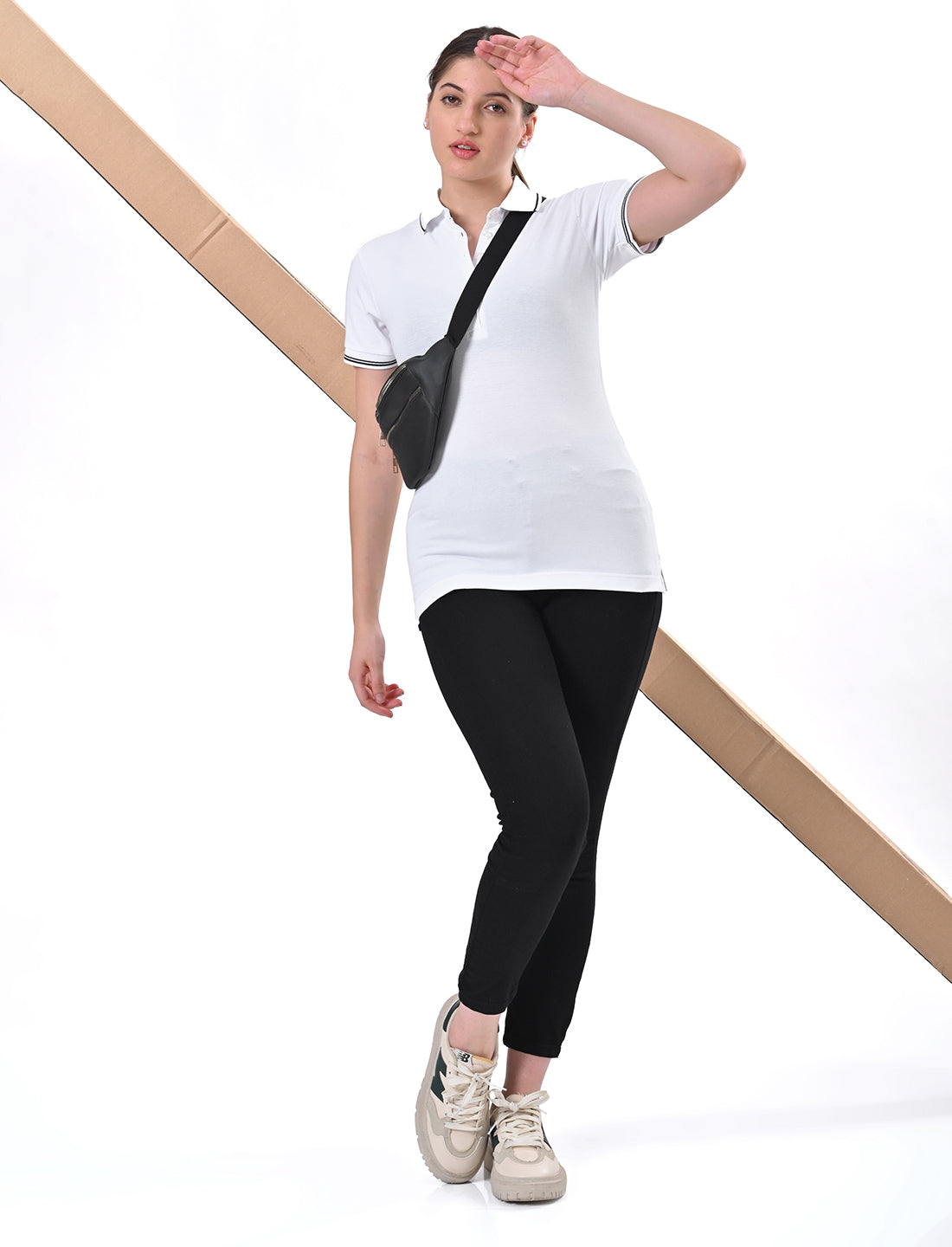 Women's Classic Black Tipped Polo T-Shirt