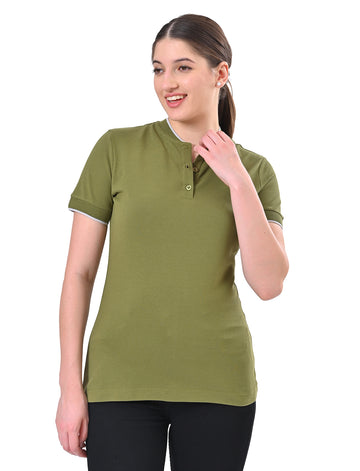 Women's Premium Henley Polo T-Shirt