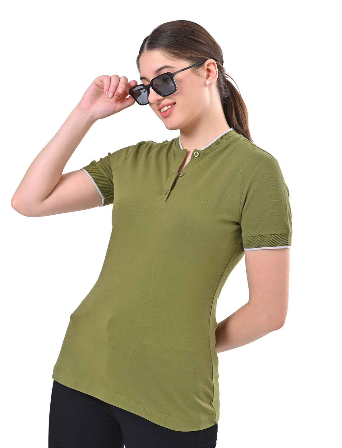 Women's Premium Henley Polo T-Shirt