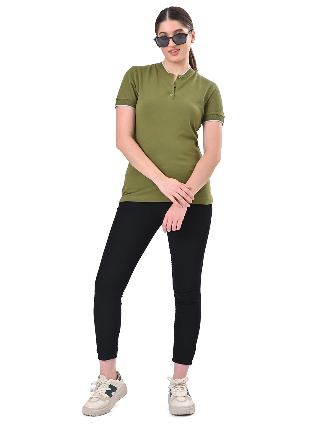 Women's Premium Henley Polo T-Shirt