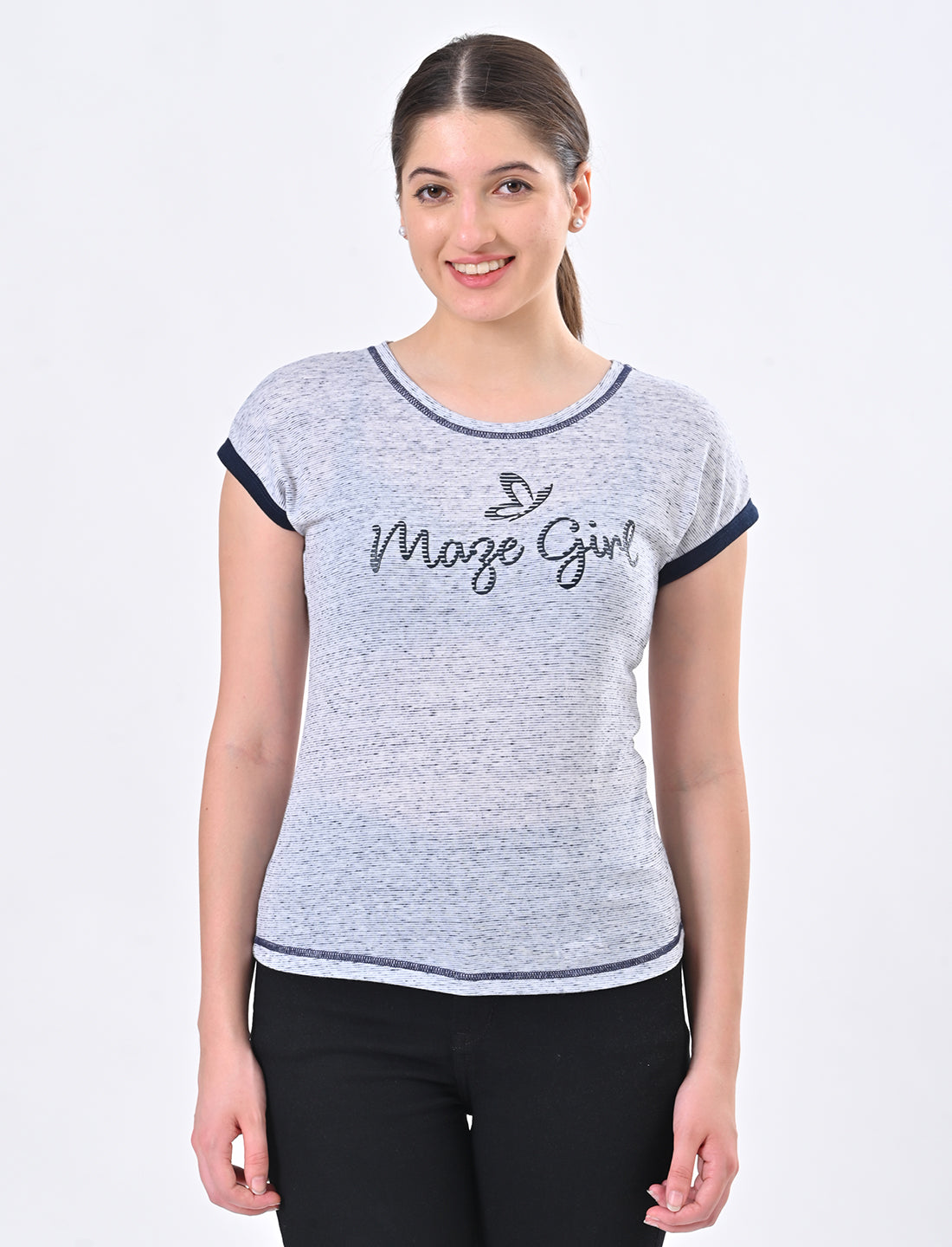 Chic Ringer-Style Short Sleeve Casual Top
