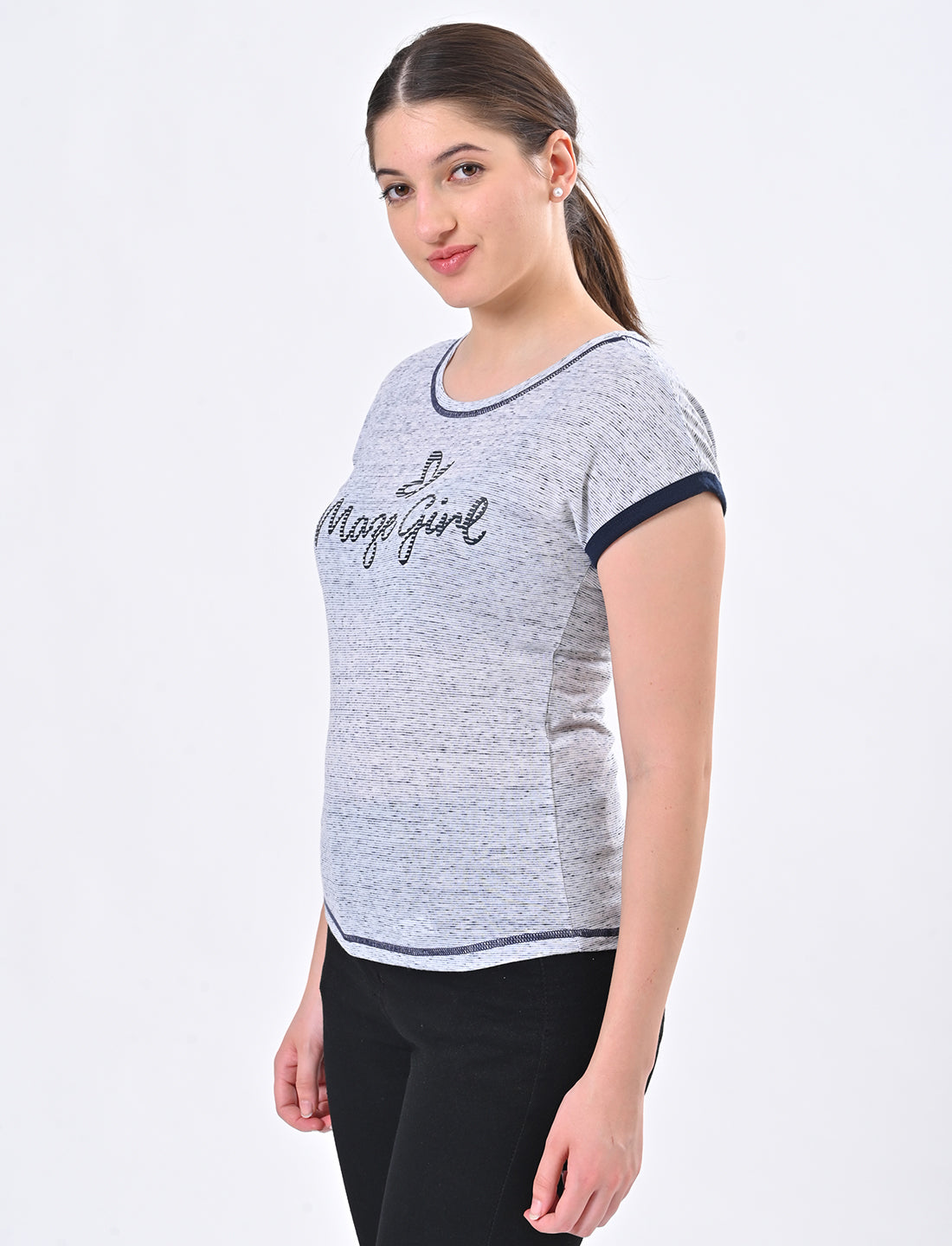 Chic Ringer-Style Short Sleeve Casual Top