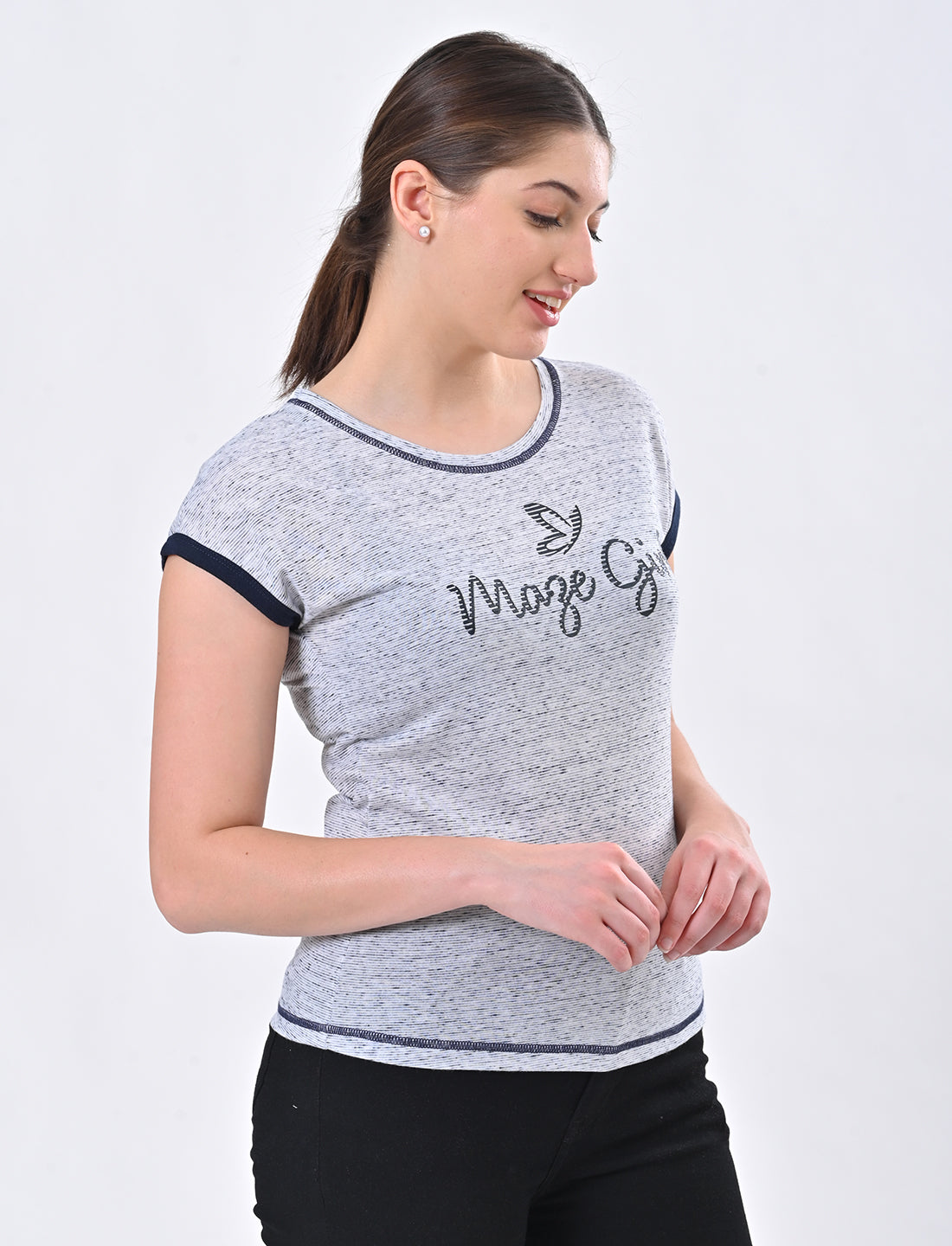 Chic Ringer-Style Short Sleeve Casual Top