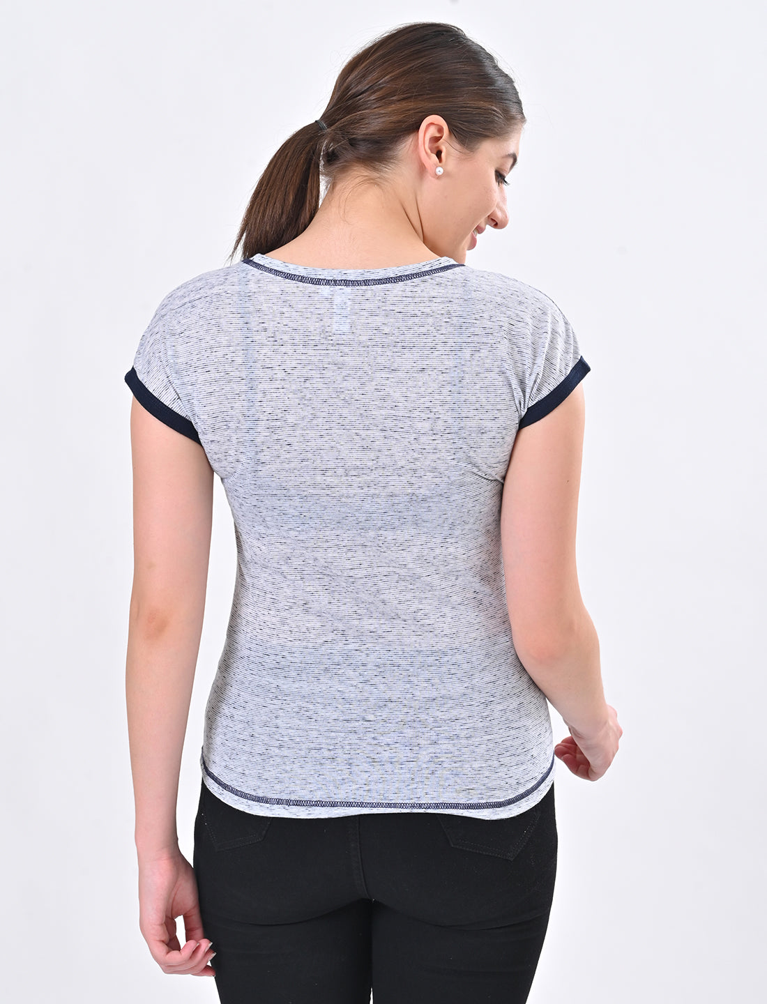 Chic Ringer-Style Short Sleeve Casual Top