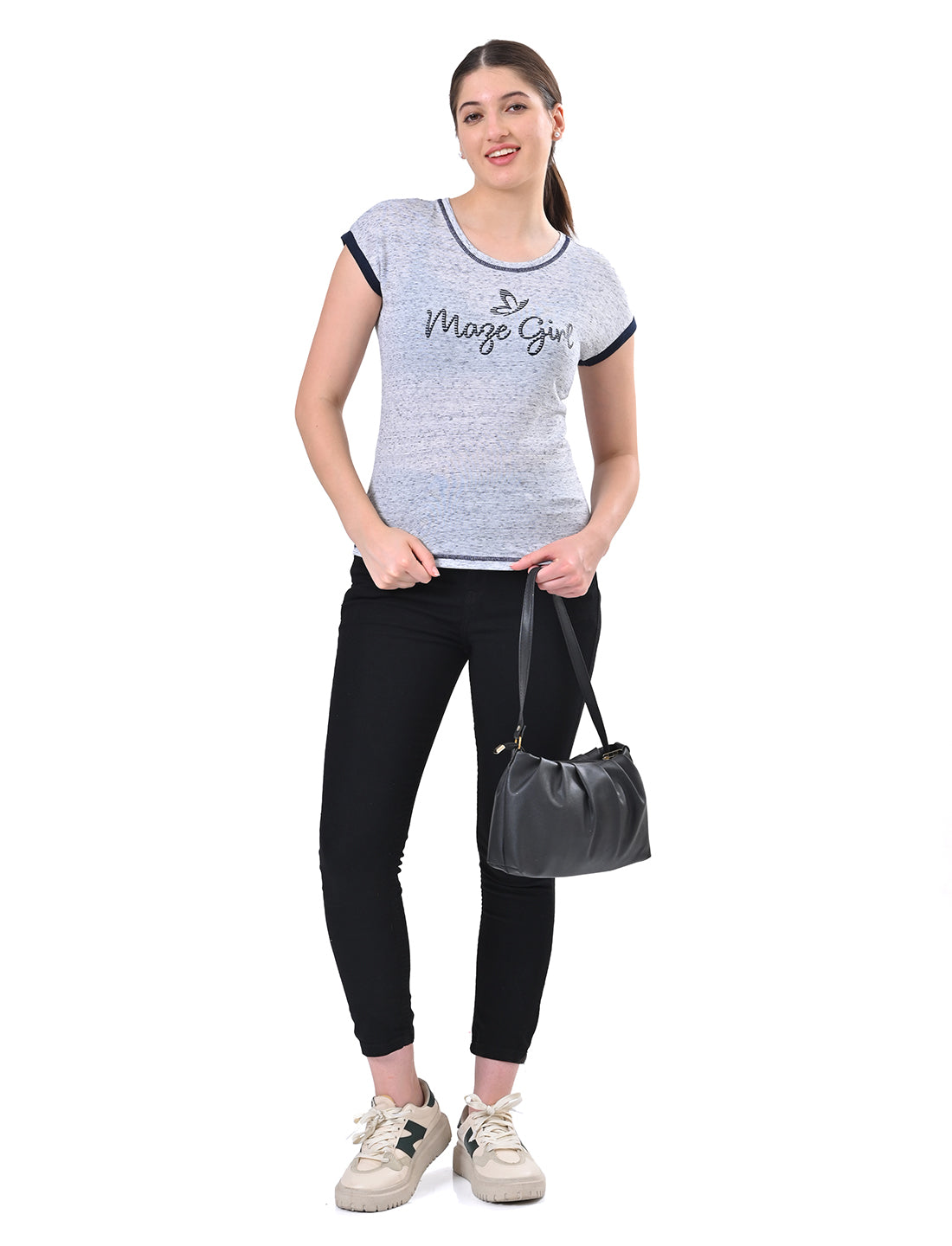 Chic Ringer-Style Short Sleeve Casual Top