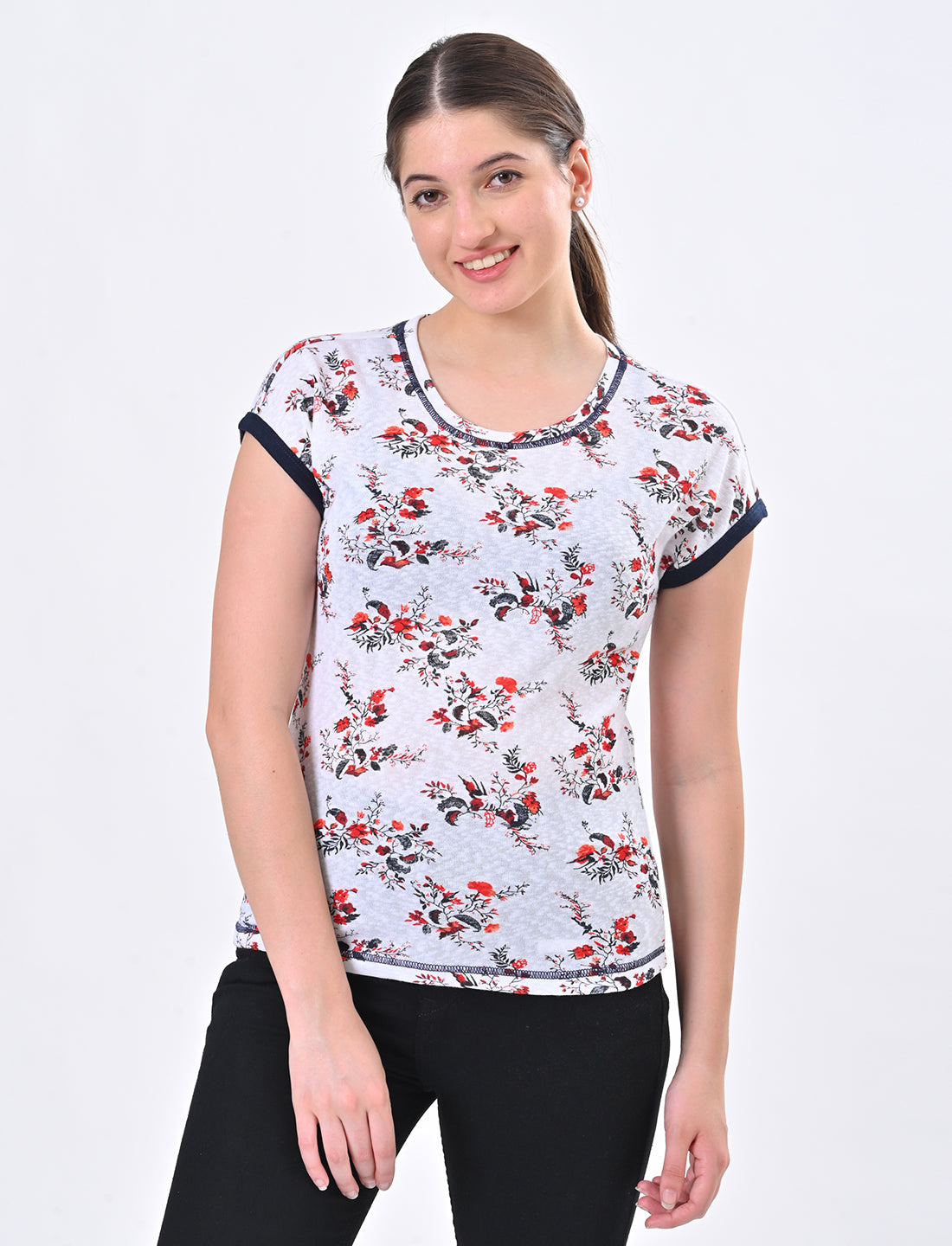 Chic Ringer-Style Short Sleeve Casual Top