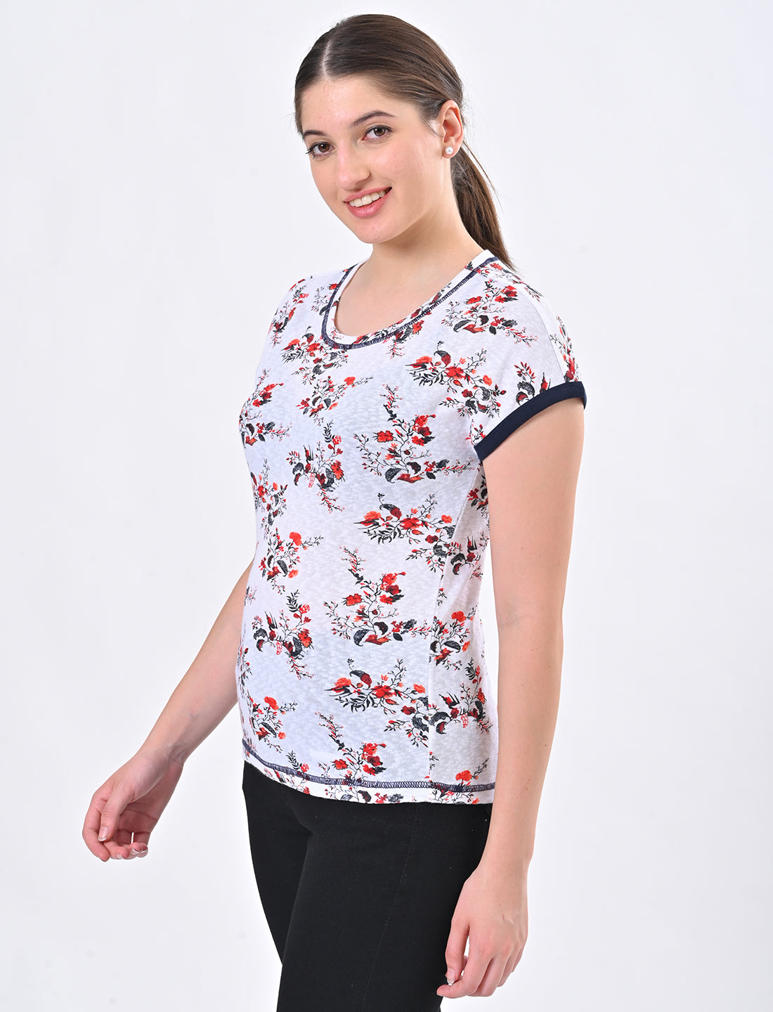 Chic Ringer-Style Short Sleeve Casual Top