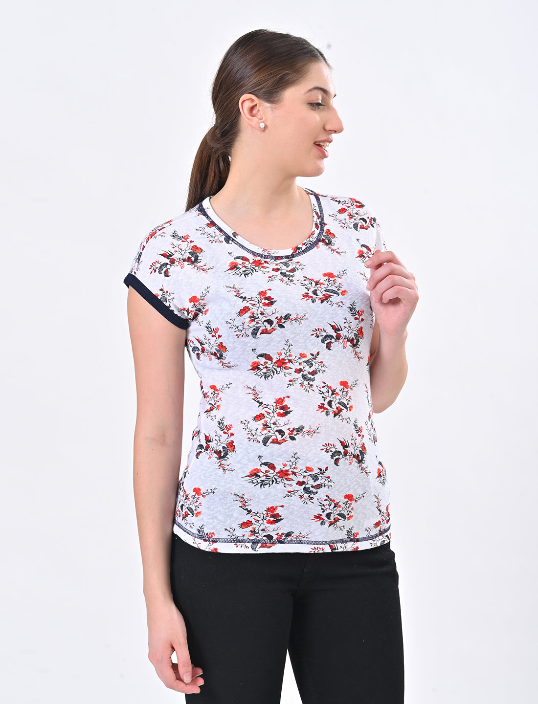 Chic Ringer-Style Short Sleeve Casual Top