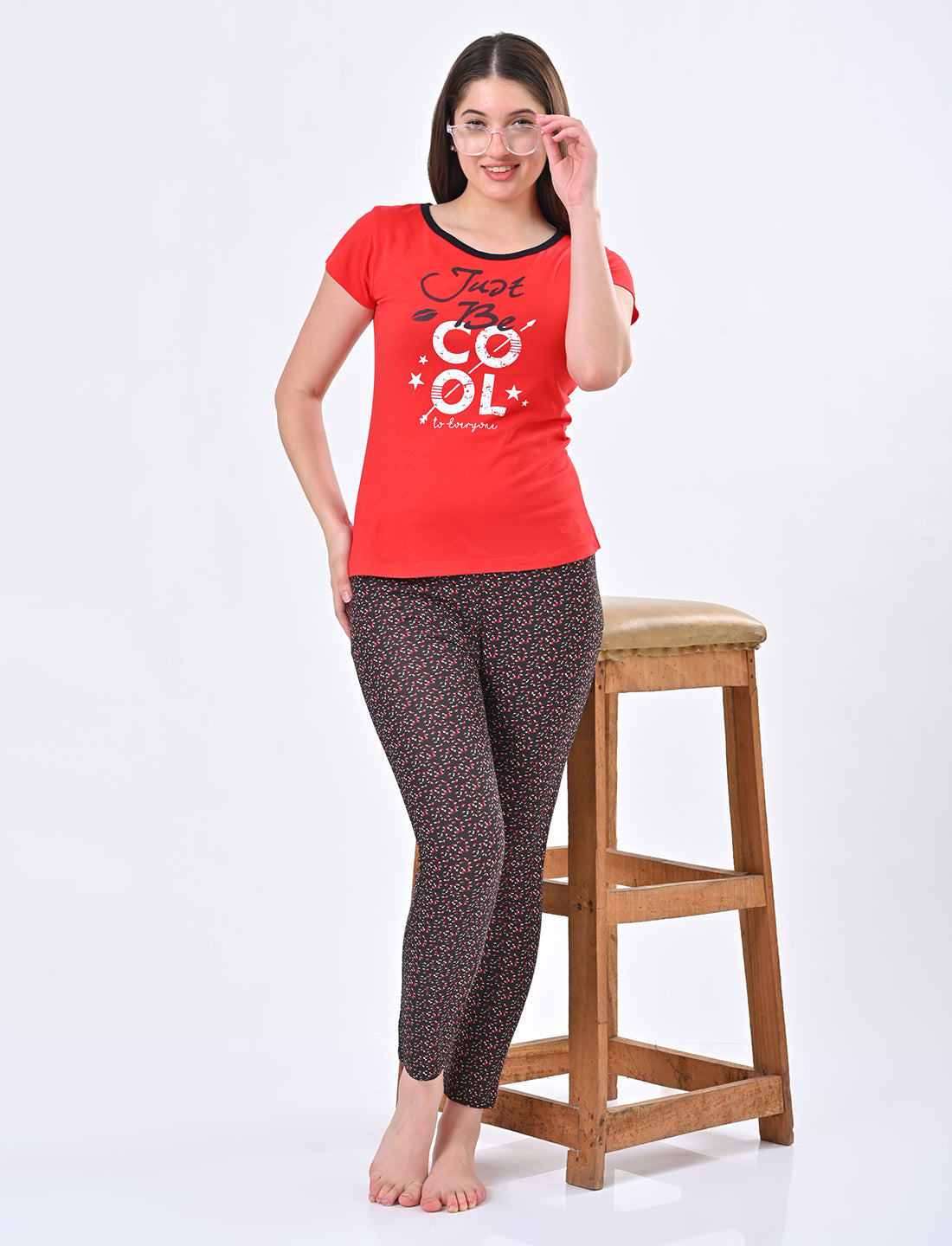 Women's Casual Short Sleeve Top & Pyjamas Set