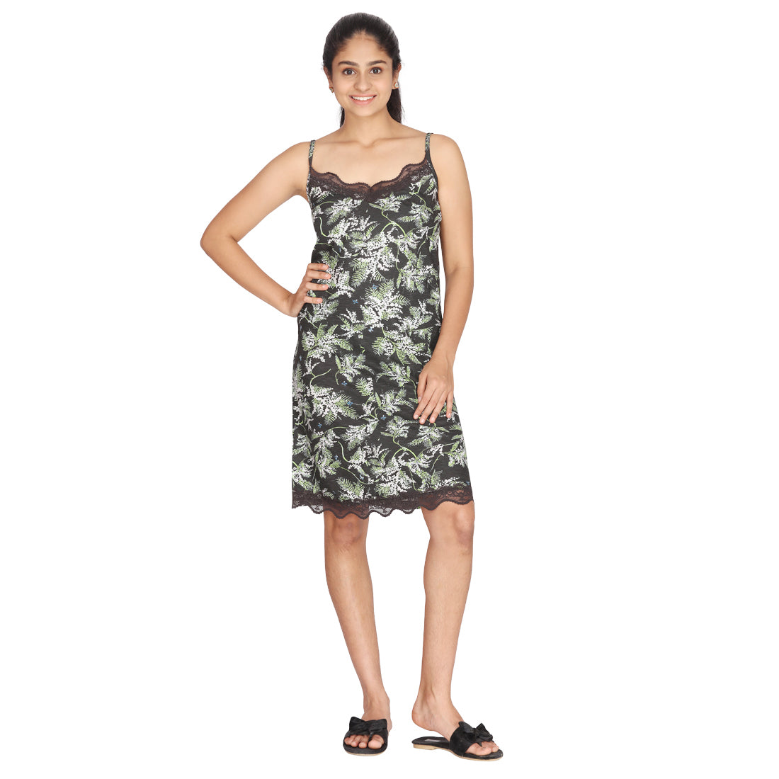 Elegant Printed Sleeveless Nightwear Dress