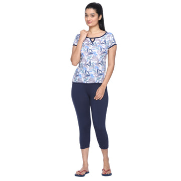 Women's Keyhole Top & Capri Pants Lounge Set