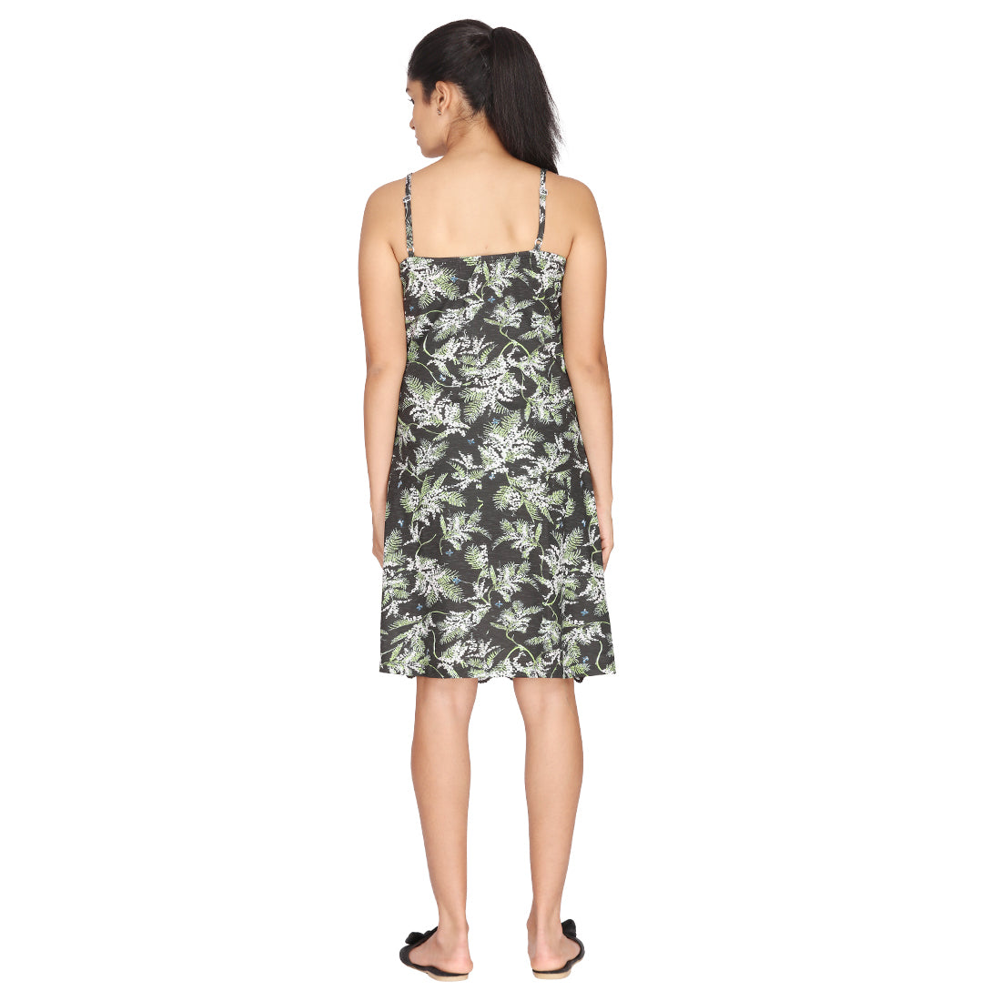 Elegant Printed Sleeveless Nightwear Dress
