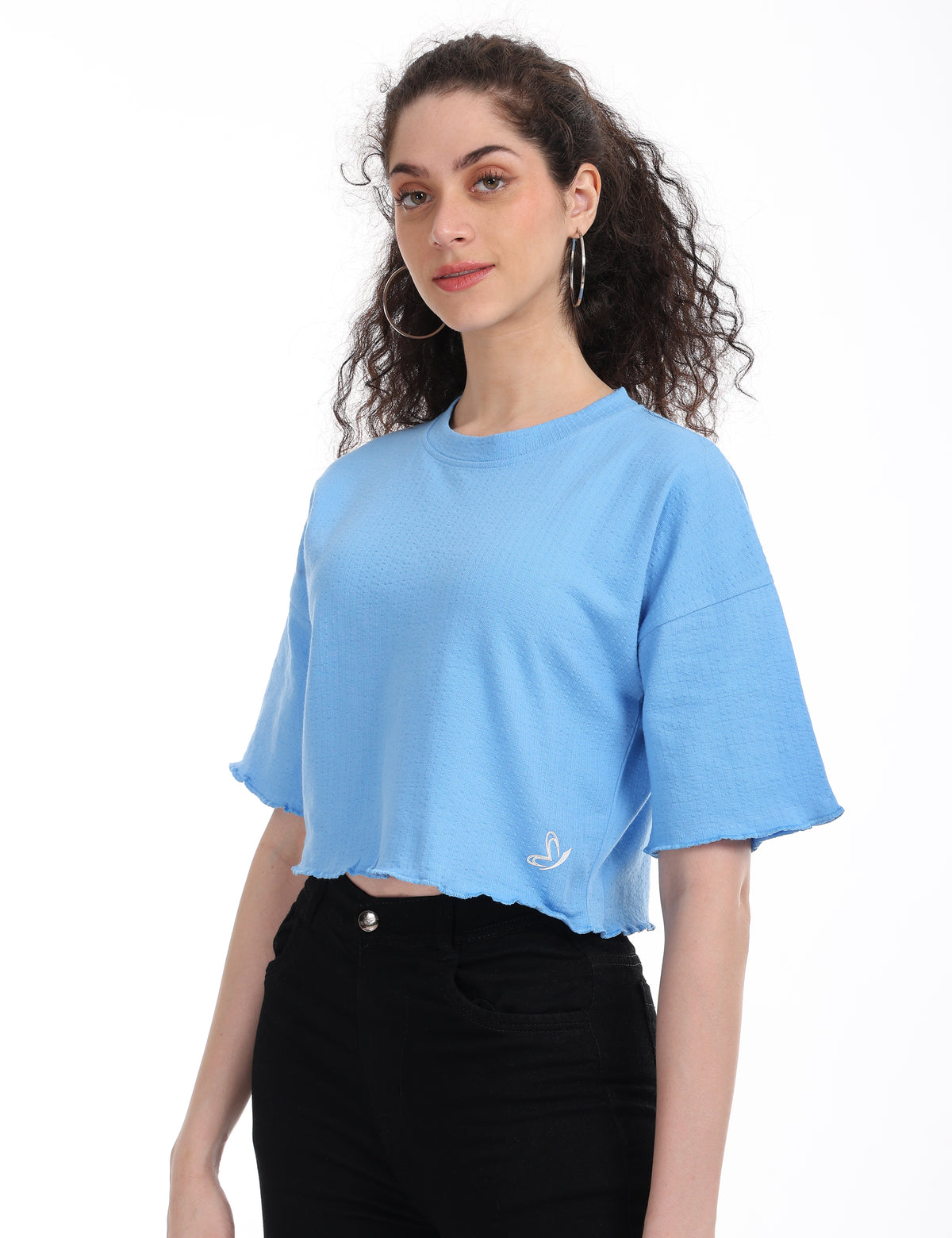 Women's Relaxed-Fit Dropped Shoulder Cropped Tee
