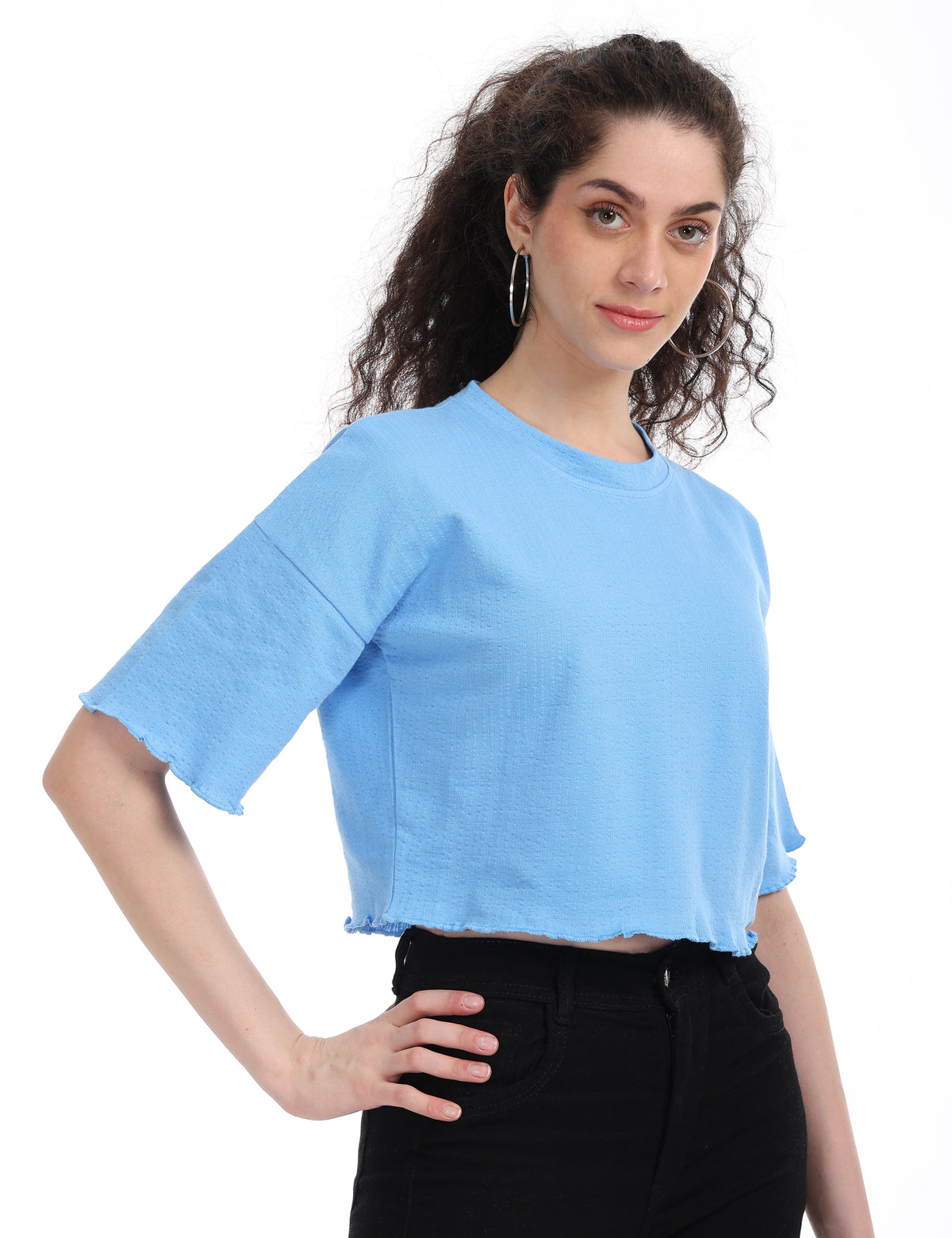 Women's Relaxed-Fit Dropped Shoulder Cropped Tee