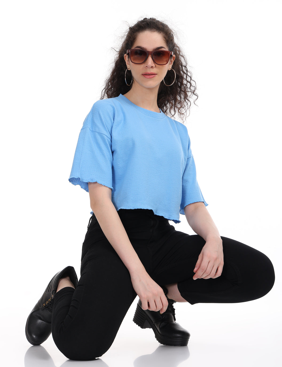 Women's Relaxed-Fit Dropped Shoulder Cropped Tee