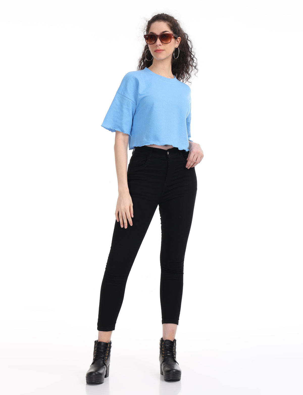 Women's Relaxed-Fit Dropped Shoulder Cropped Tee