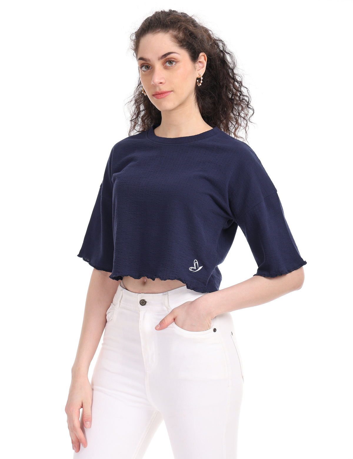 Women's Relaxed-Fit Dropped Shoulder Cropped Tee