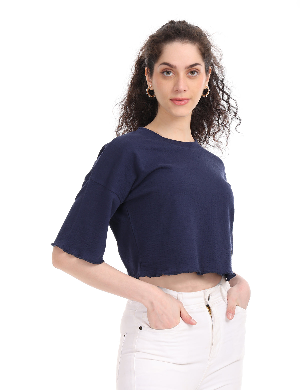 Women's Relaxed-Fit Dropped Shoulder Cropped Tee