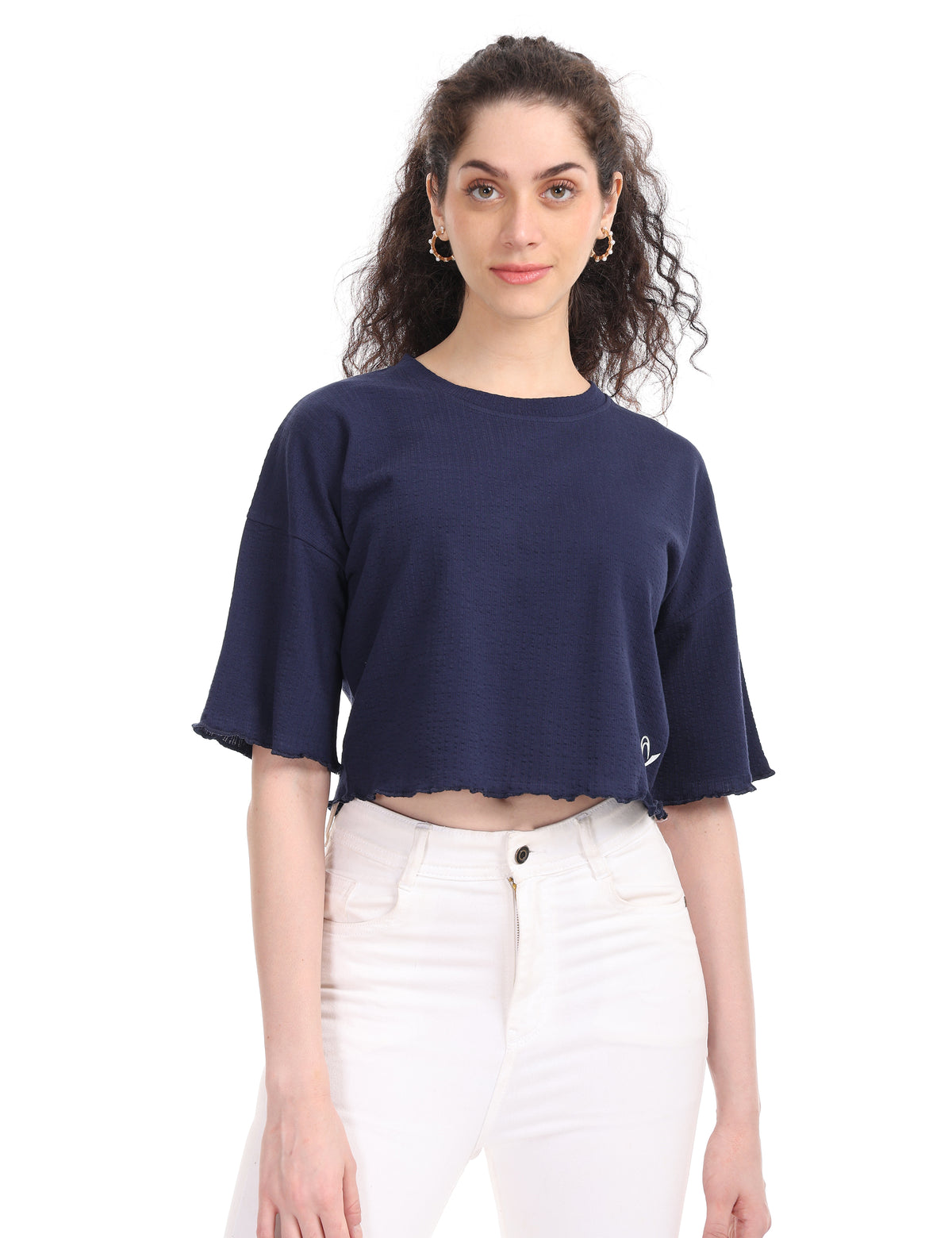 Women's Relaxed-Fit Dropped Shoulder Cropped Tee