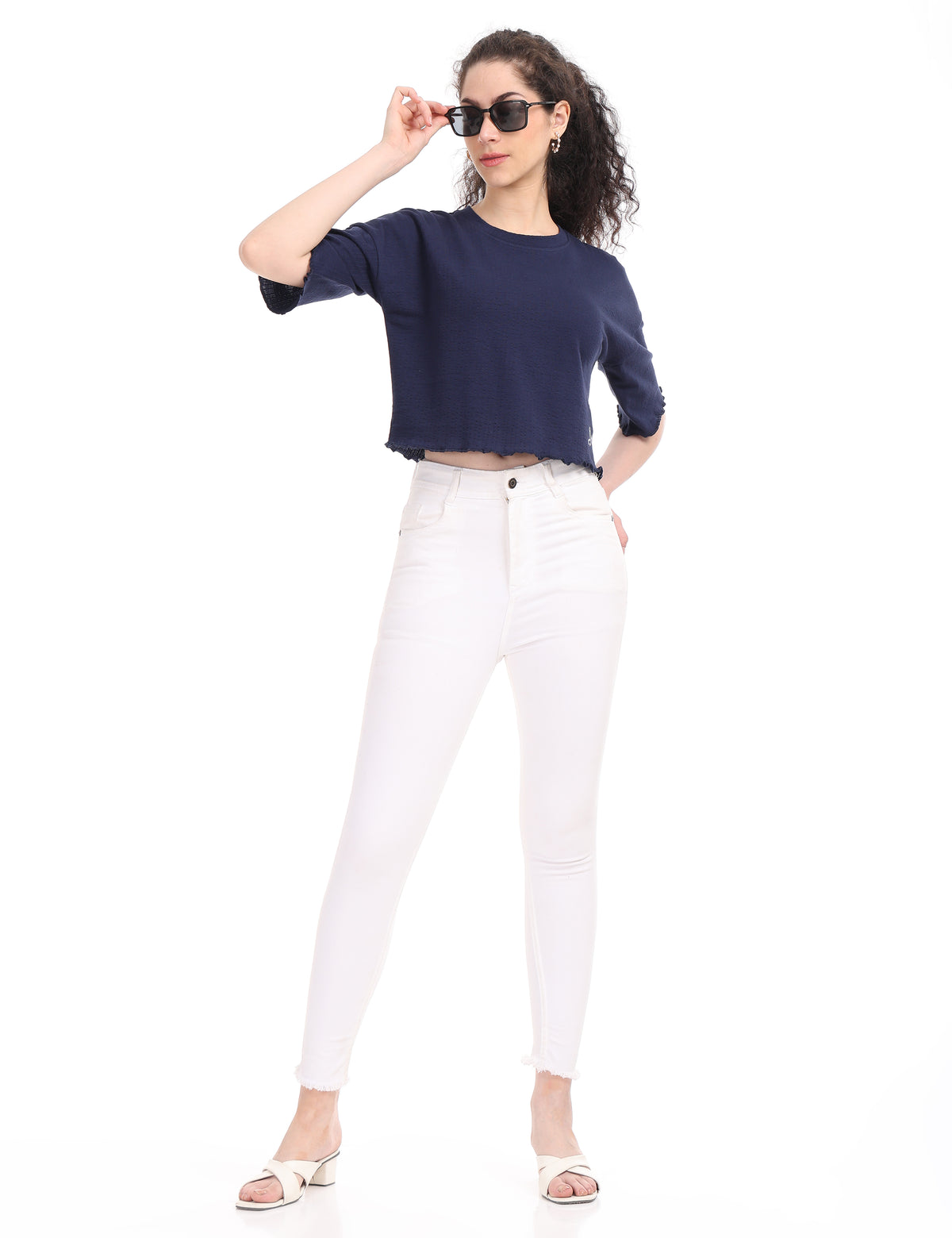 Women's Relaxed-Fit Dropped Shoulder Cropped Tee