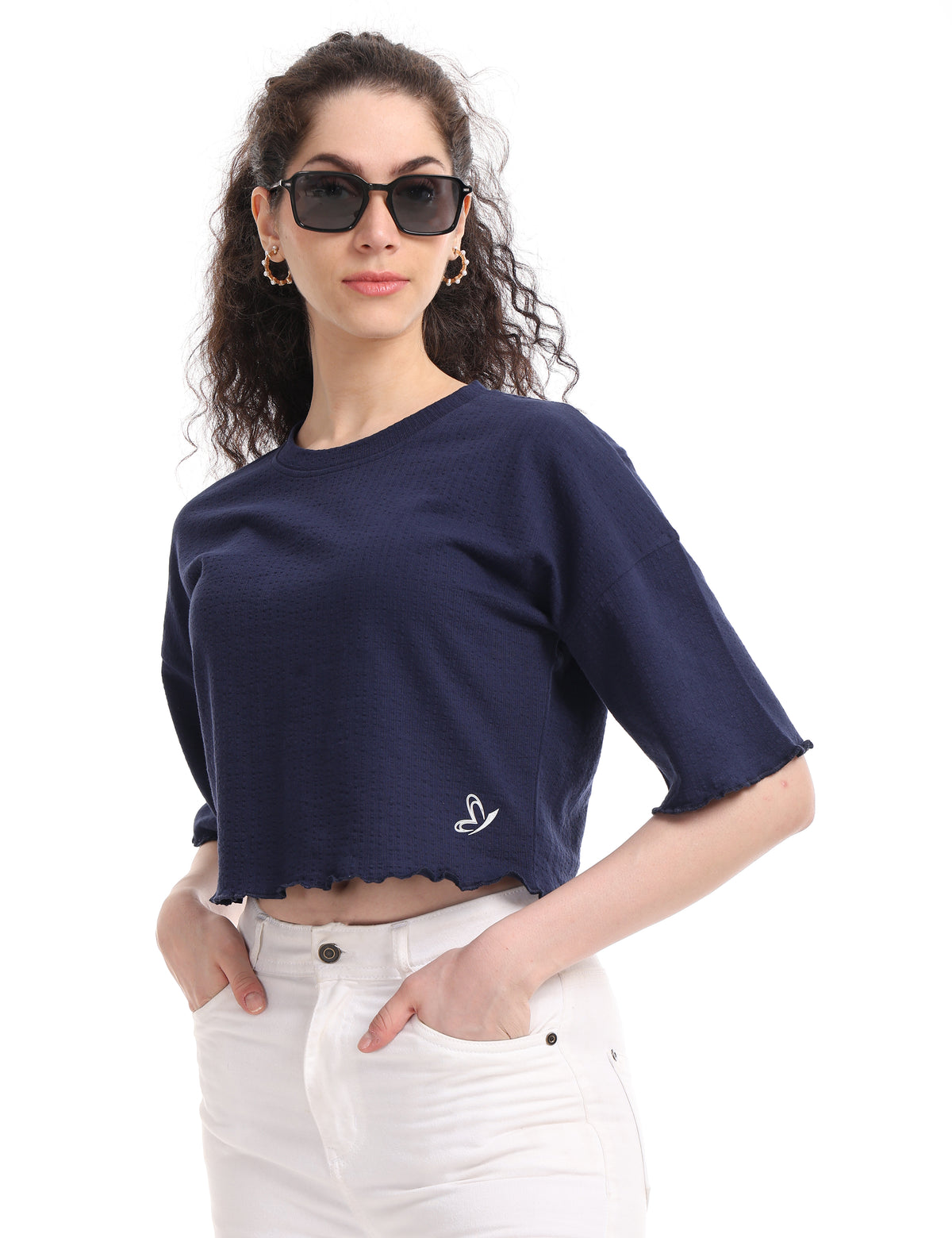 Women's Relaxed-Fit Dropped Shoulder Cropped Tee
