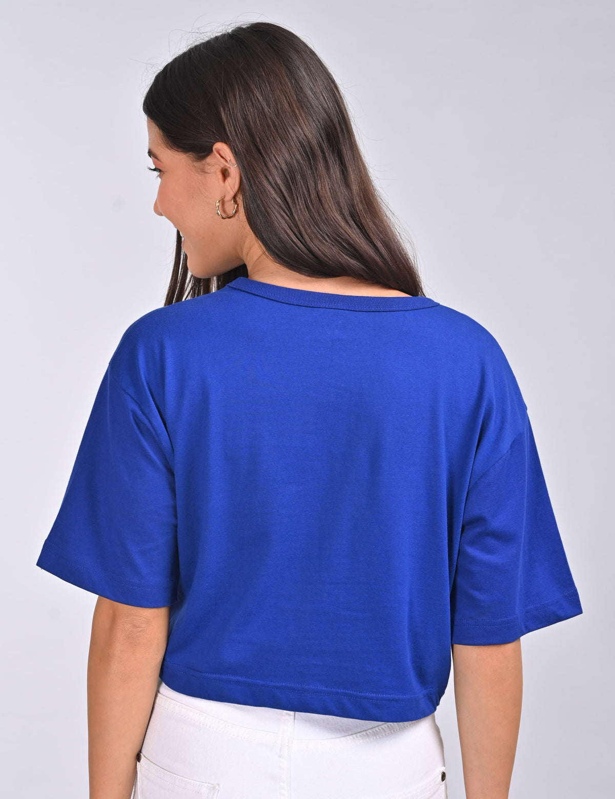 Women’s Solid Crew Neck Cropped T-Shirt