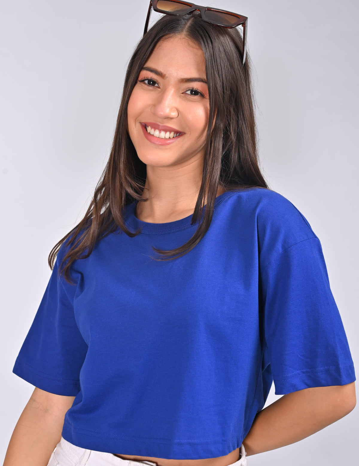 Women’s Solid Crew Neck Cropped T-Shirt