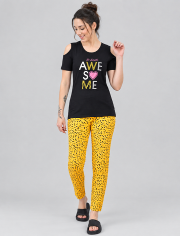 Women’s Cold-Shoulder Graphic Top | 2-Piece Lounge Set