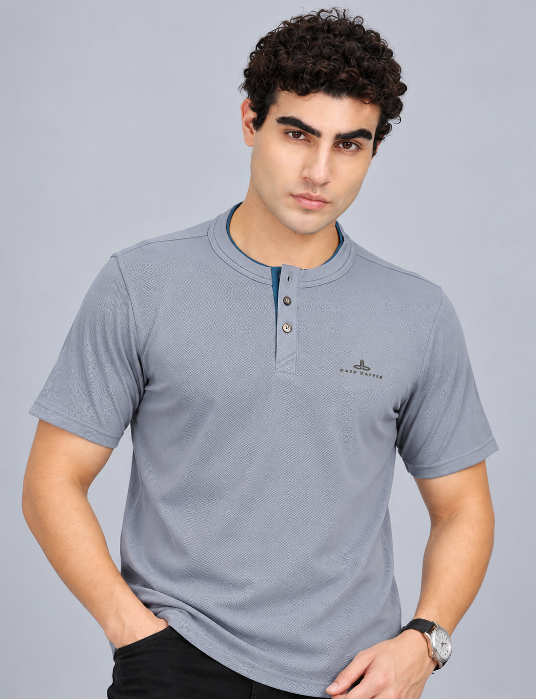 Men’s Premium Derby Textured Henley T-Shirt