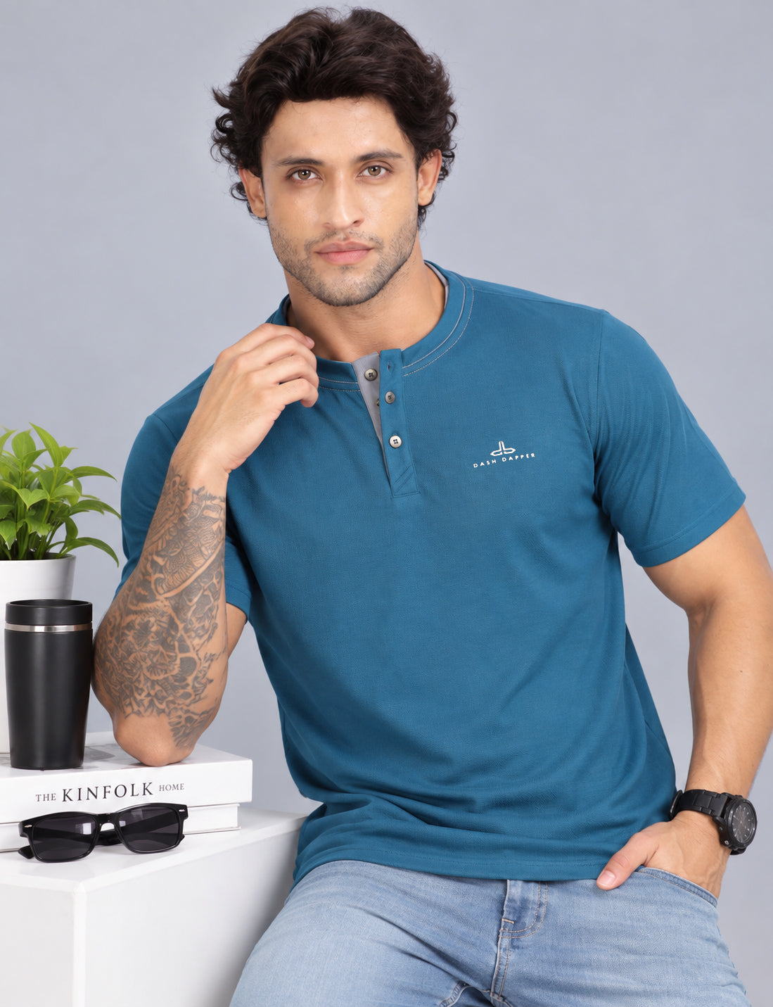 Men’s Premium Derby Textured Henley T-Shirt