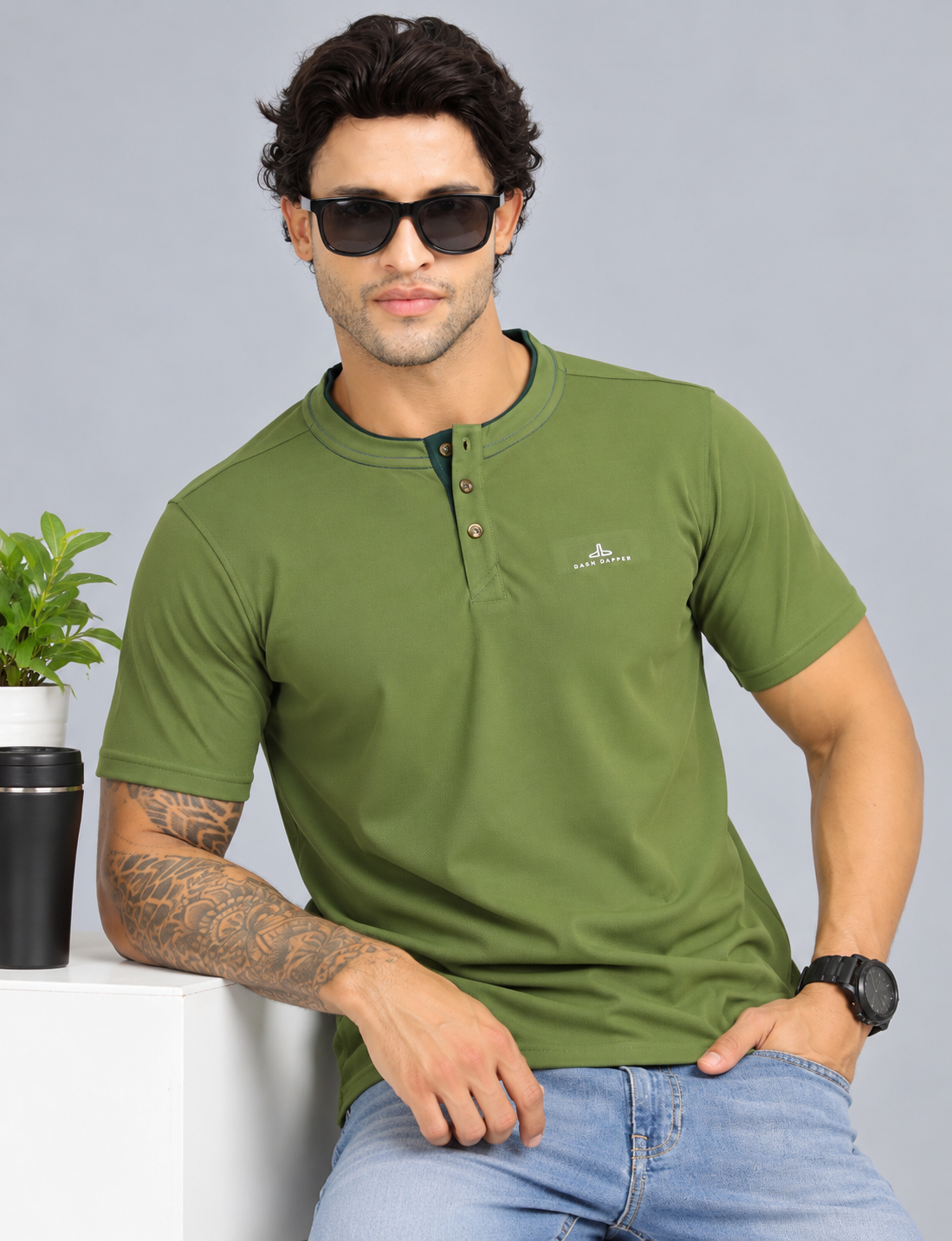 Men’s Premium Derby Textured Henley T-Shirt