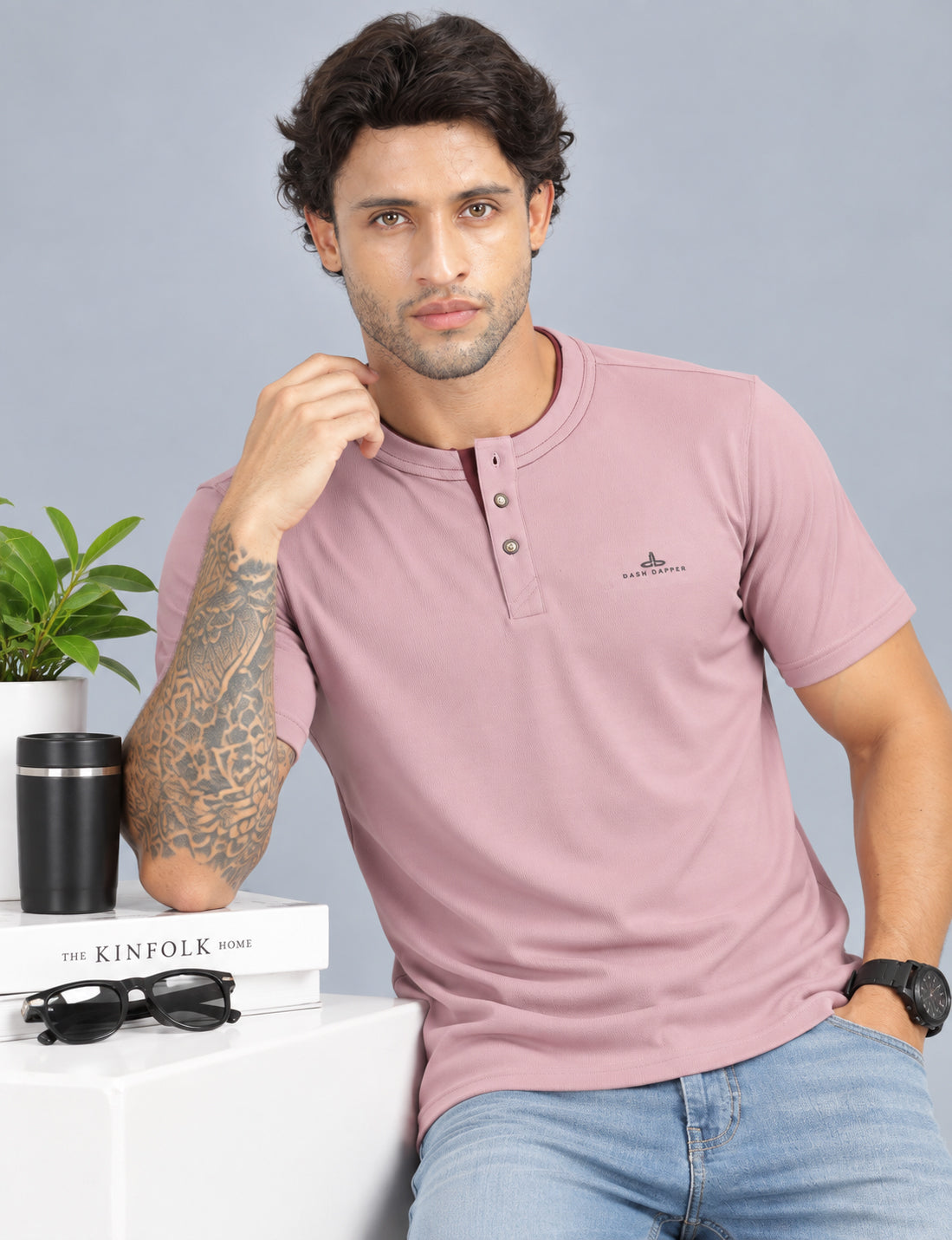 Men’s Premium Derby Textured Henley T-Shirt