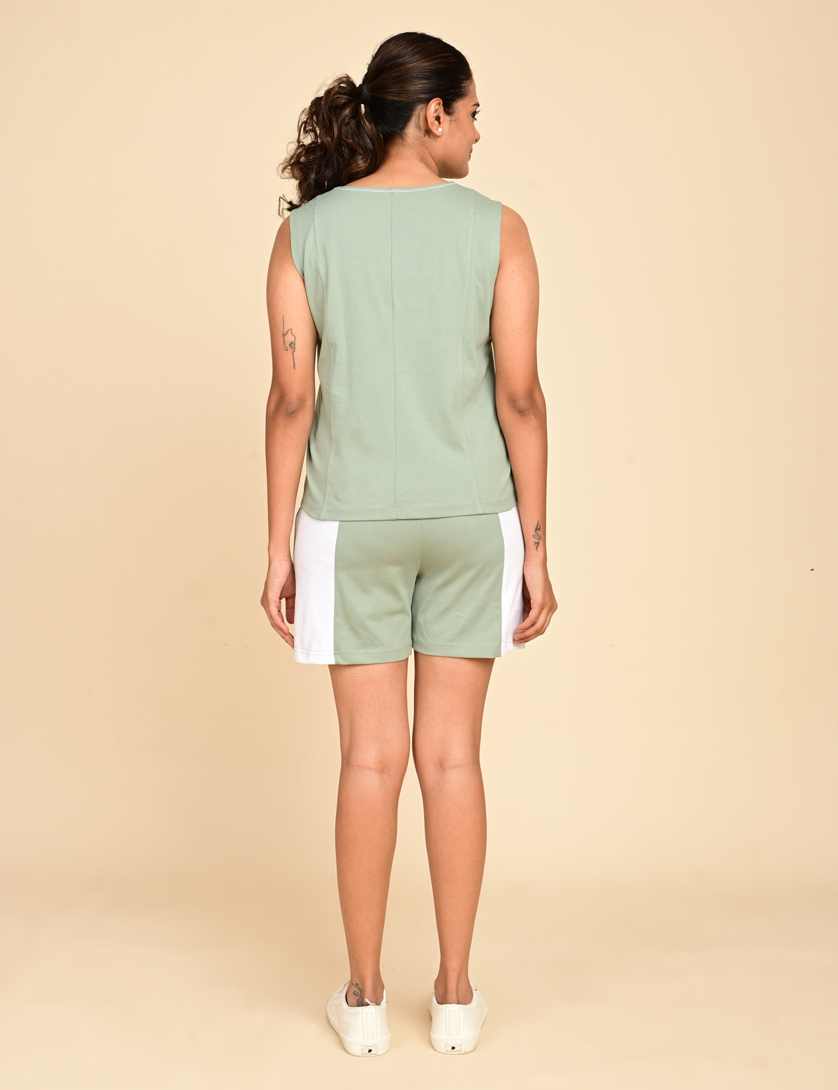 Women's Round-Neck Sleeveless Cotton Loungewear Set