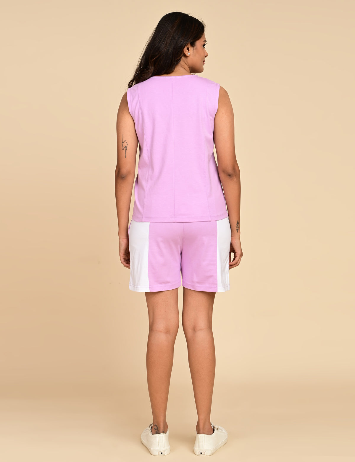 Women's Round-Neck Sleeveless Cotton Loungewear Set