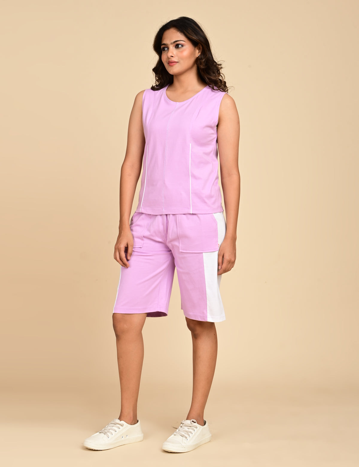 Chic Colorblock Sleeveless Top & Bermuda Shorts Set
