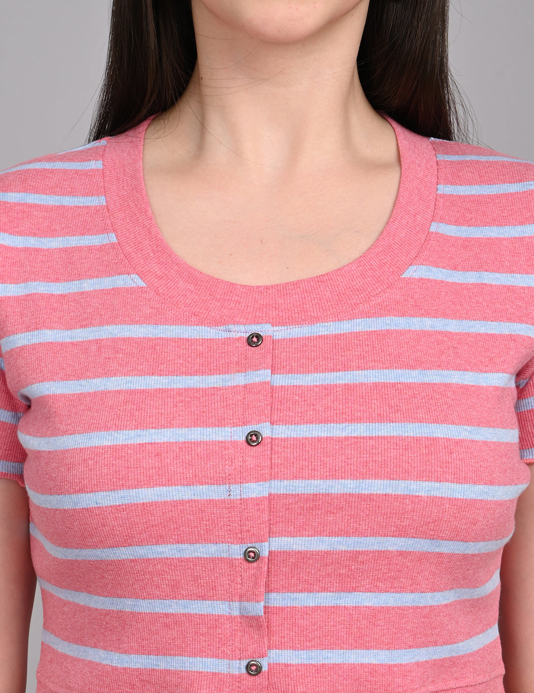 Chic Pink Striped Cotton Lounge Co-ord Set