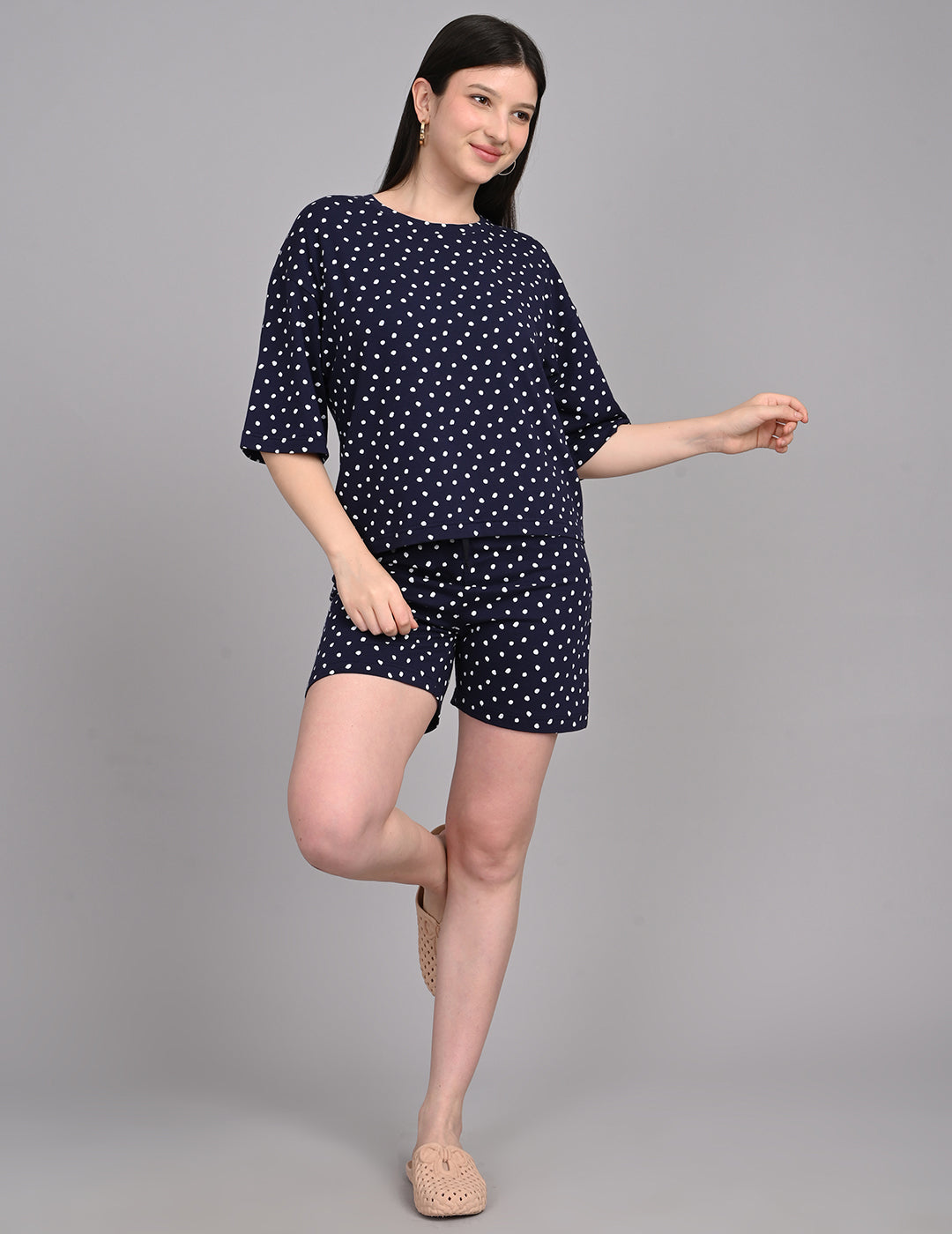 Women's Relaxed Round-Neck All-Over Printed Loungewear Set