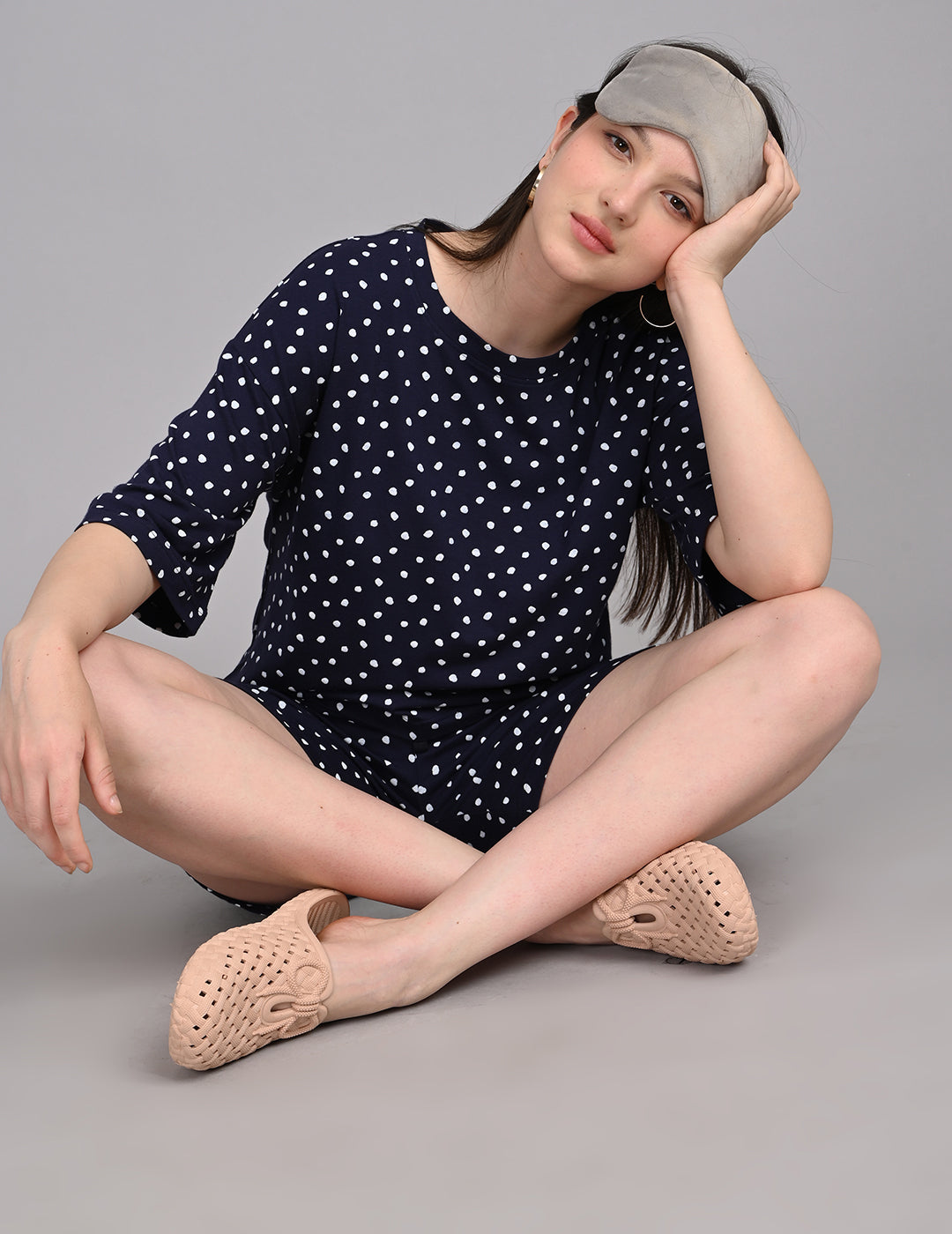 Women's Relaxed Round-Neck All-Over Printed Loungewear Set