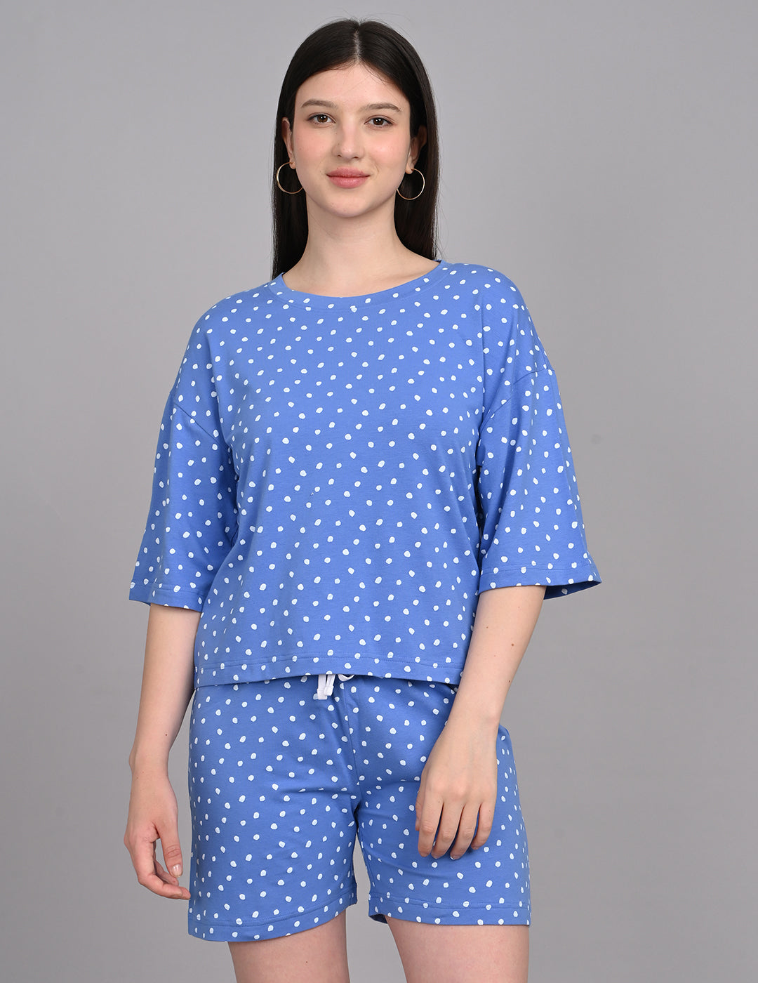 Women's Relaxed Round-Neck All-Over Printed Loungewear Set