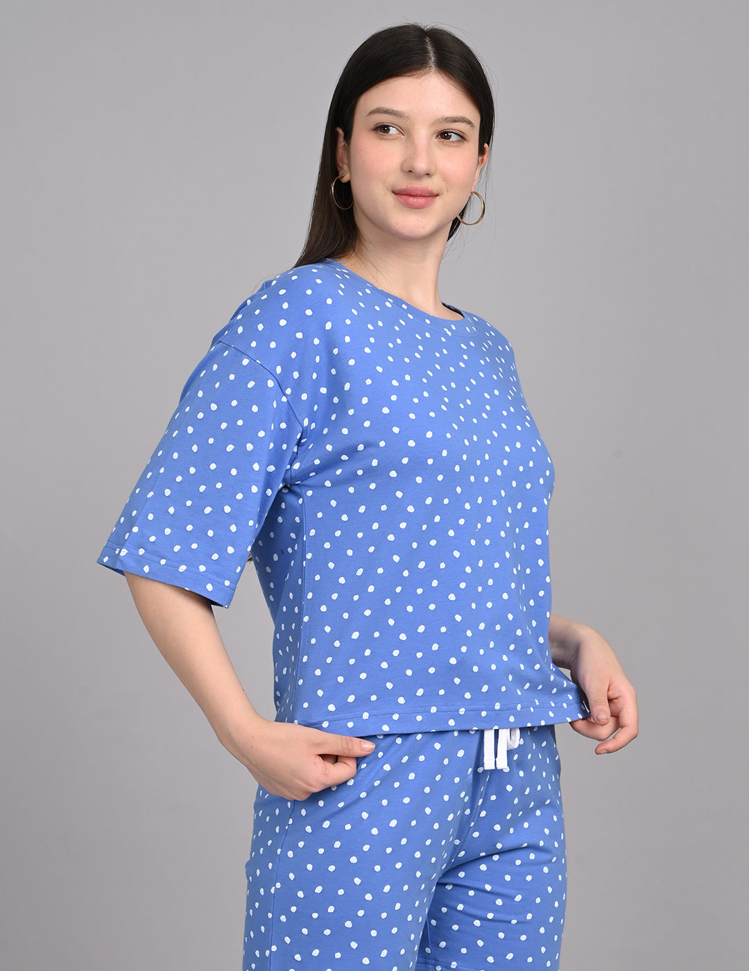 Women's Relaxed Round-Neck All-Over Printed Loungewear Set