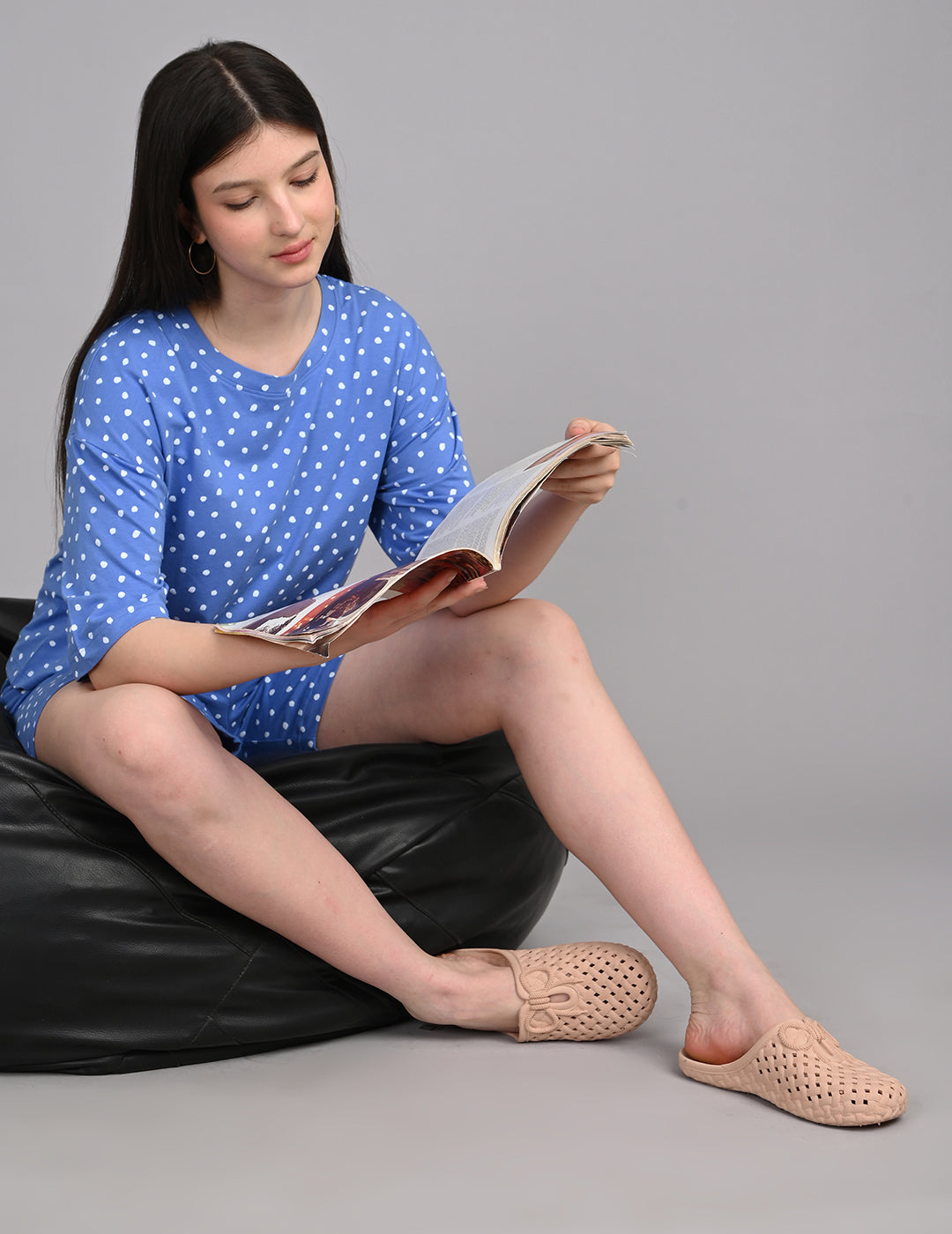 Women's Relaxed Round-Neck All-Over Printed Loungewear Set