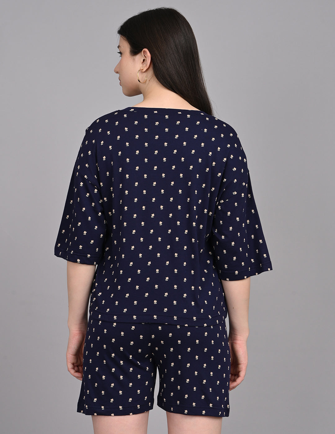 Women's Relaxed Round-Neck All-Over Printed Loungewear Set