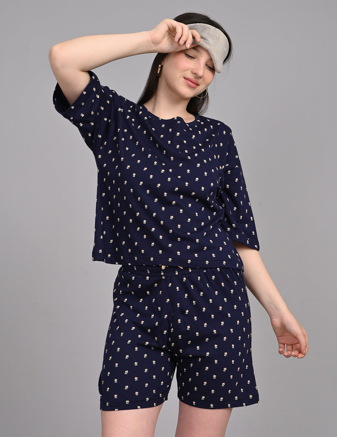Women's Relaxed Round-Neck All-Over Printed Loungewear Set