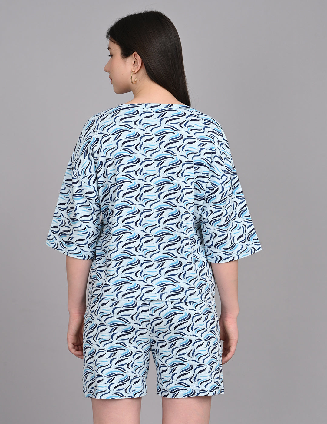Women's Relaxed Round-Neck All-Over Printed Loungewear Set