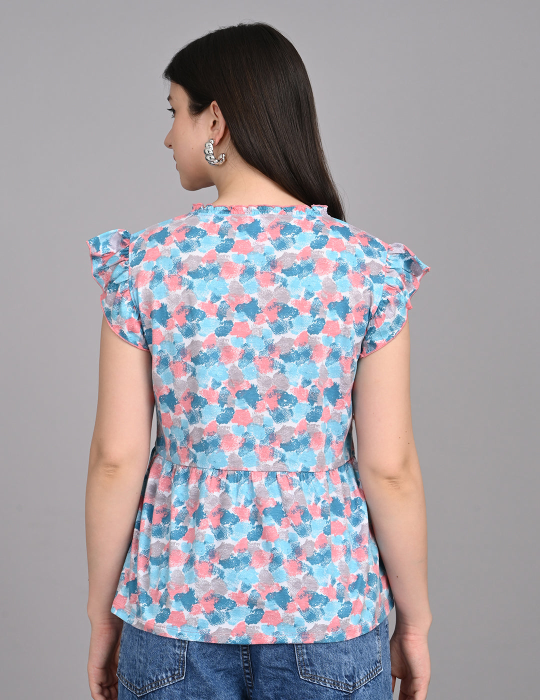 Women's Vintage-Inspired Floral Print Tie-Front Babydoll Top